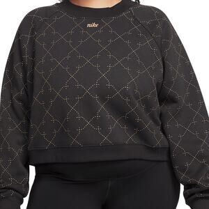 Nike Women’s Large Cropped Sweatshirt Black with Gold Diamond Stitching